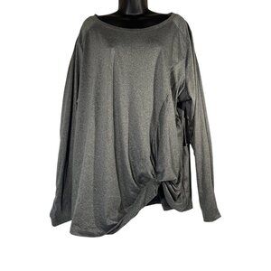 Tahari Sport Top Long Sleeve Tunic Athletic Shirt Side Knot Womens 3X TShirt